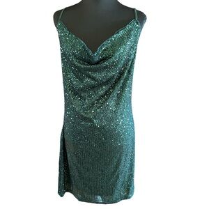 Elegant Green Sequin Mini Dress